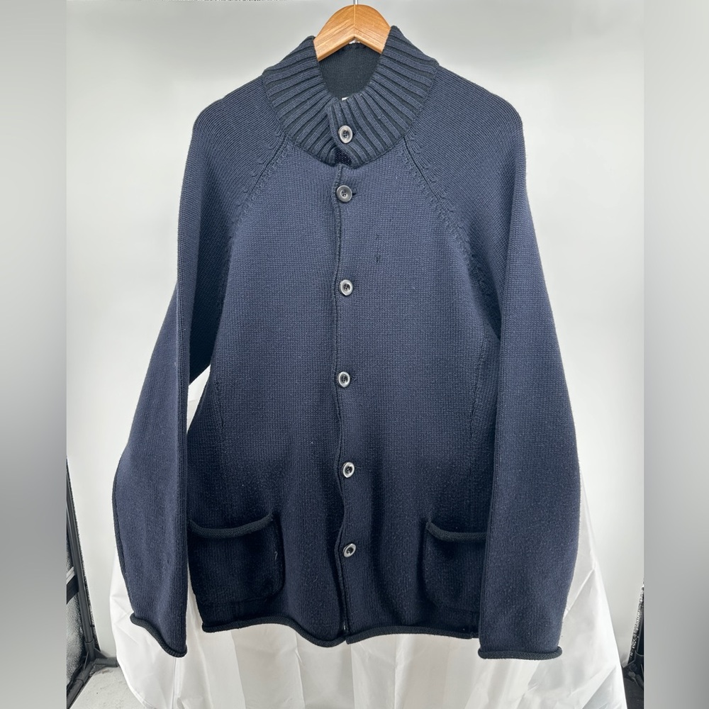 Armani Collezioni virgin wool navy blue cardigan